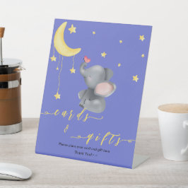 Schattigee olifant met kleine vlinder Baby shower Reclamebord Met Voetstuk