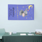Schattigee olifant met kleine vlinder Baby shower Spandoek (Beurs)