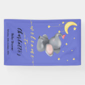 Schattigee olifant met kleine vlinder Baby shower Spandoek (Horizontaal)