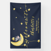 Schattigee olifant met kleine vlinder Baby shower Spandoek (Verticaal)