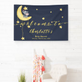 Schattigee olifant met kleine vlinder Baby shower Spandoek (Insitu)