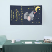 Schattigee olifant met kleine vlinder Baby shower Spandoek (Beurs)
