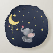 Schattigee olifant met kleine vlinder onder de maa rond kussen (Voorkant)