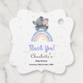 Schattigee olifant met kleurrijk regenboog Baby sh Bedankjes Labels (Achterkant)