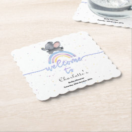 Schattigee olifant met kleurrijk regenboog Baby sh Kartonnen Onderzetters