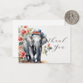 Schattigee olifant met Pet dank u Notitiekaartje (Voorkant / Achterkant in situ)