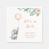 Schattigee olifant met roze ballon Baby shower Servet (Voorkant)