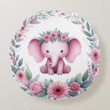 Schattigee Olifant met Roze Bloemen