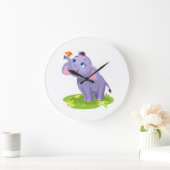 Schattigee Olifant met vlinder wandklok (Huis)