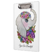 Schattigee olifant met wilde bloemen in Waterverf Klembord (Links)