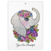 Schattigee olifant met wilde bloemen in Waterverf Klembord (Achterkant)