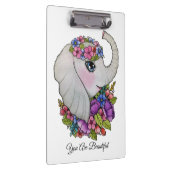 Schattigee olifant met wilde bloemen in Waterverf Klembord (Rechts)