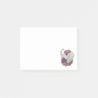 Schattigee olifant met wilde bloemen in Waterverf Post-it® Notes
