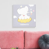 Schattigee olifant met wolken voor kinderkamer canvas afdruk (Insitu (Woonkamer))