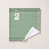 Schattigee Olifant & Monogram op Groen Bad Handdoek (Wasdoekje)