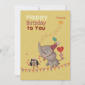 Schattigee Olifant & Muis Gele Verjaardag Kaart (Voorkant)