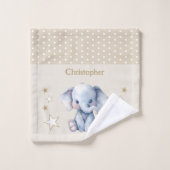 Schattigee olifant naam toevoegen polka dots stars washandje (Wasdoekje)
