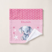 Schattigee olifant naam toevoegen polka dots sterr washandje (Wasdoekje)