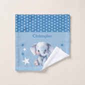 Schattigee olifant naam toevoegen polka dots sterr washandje (Wasdoekje)