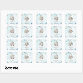 Schattigee olifant nautische Baby shower dank u gu Vierkante Sticker (Vel)