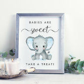 Schattigee Olifant Neem een Treat Baby Boy Shower Poster