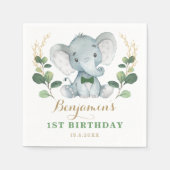 Schattigee olifant Oerwoud groen 1e verjaardag Servet (Voorkant)