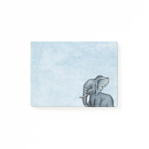 Schattigee olifant op Blue Post-It Notes