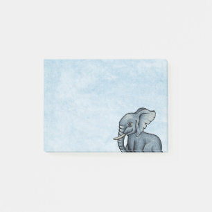 Schattigee olifant op Blue Post-It Notes