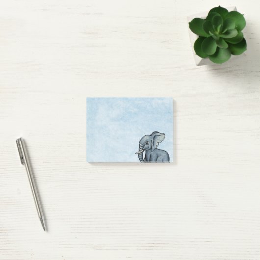 Schattigee olifant op Blue Post-It Notes (Kantoor)