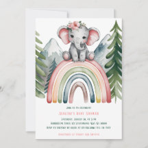 Schattigee olifant op een regenboog Baby shower