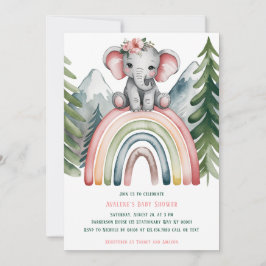 Schattigee olifant op een regenboog Baby shower Kaart