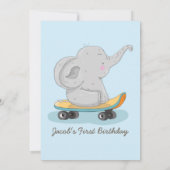 Schattigee olifant op een skateboard. Birthday Kaart (Achterkant)