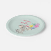 Schattigee Olifant Party Ballonnen Verjaardag Papieren Bordje (Gekanteld)