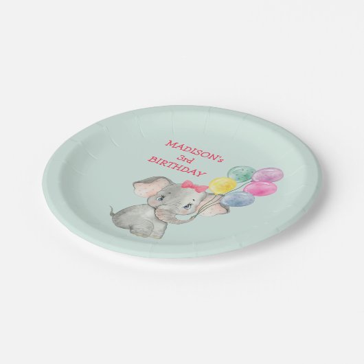 Schattigee Olifant Party Ballonnen Verjaardag Papieren Bordje (Gekanteld)