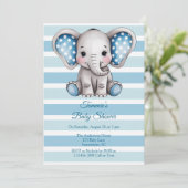Schattigee olifant Polka Dots Boy Baby shower Kaart (Staand voorkant)