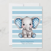 Schattigee olifant Polka Dots Boy Baby shower Kaart (Achterkant)