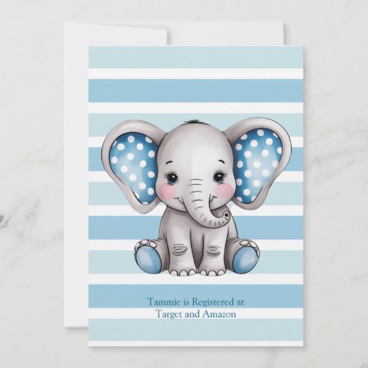 Schattigee olifant Polka Dots Boy Baby shower Kaart (Achterkant)