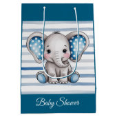 Schattigee olifant Polka Dots Boy Baby shower Medium Cadeauzakje (Achterkant)
