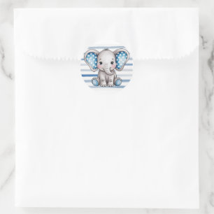 Schattigee olifant Polka Dots Boy Baby shower Ronde Sticker