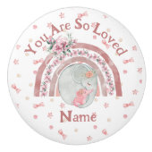 Schattigee olifant regenboog keramische knop (Voorkant)