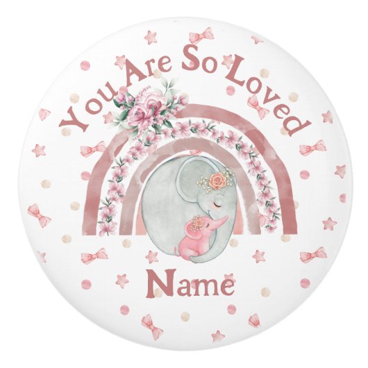 Schattigee olifant regenboog keramische knop (Voorkant)