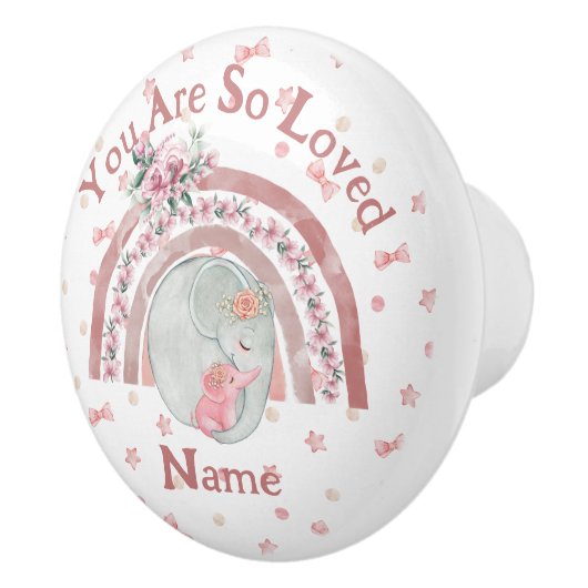 Schattigee olifant regenboog keramische knop (Rechts)