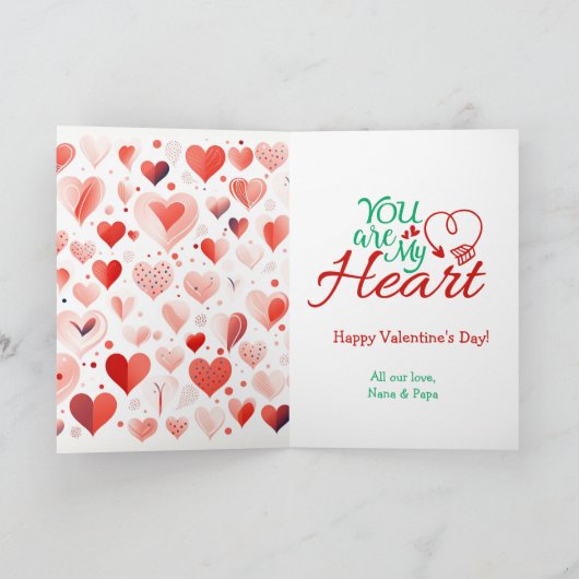 Schattigee olifant rode hart kleinzoon Valentijn Feestdagen Kaart (Binnen)