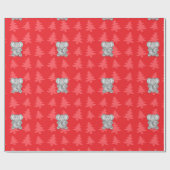 Schattigee olifant rode kerstbomen cadeaupapier (Vlak)