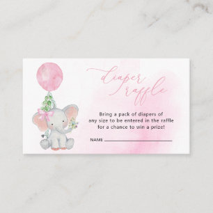 Schattigee olifant roze Baby shower luier Raffle Informatiekaartje