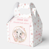Schattigee olifant roze bloemen Baby shower medium Bedankdoosjes (Voorkant)