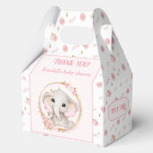 Schattigee olifant roze bloemen Baby shower medium Bedankdoosjes (Achterkant)