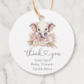 Schattigee olifant roze boho meisje Baby shower Bedankjes Labels (Voorkant)