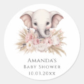 Schattigee olifant roze boho meisje Baby shower Ronde Sticker (Voorkant)
