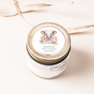 Schattigee olifant roze boho meisje Baby shower Ronde Sticker